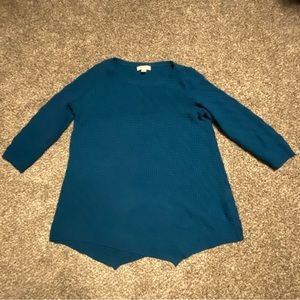 New York & Company ~ Size M ~ Teal, Stretchy, 3/4 sleeve, Patterned Knit Sweater